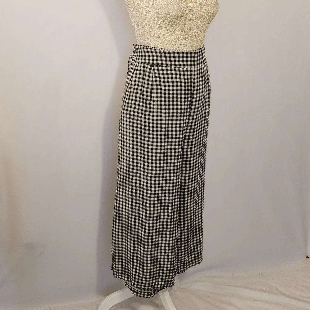 Torrid 4X Black White Gingham Print Wide Leg Elastic Back Pockets Cropped Pants